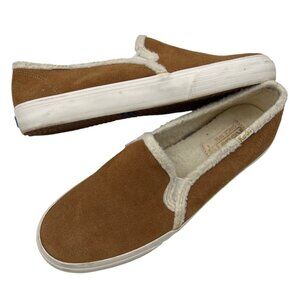 Keds Women's Slip On Leather size 8.5 Suede Brown Sherpa Lined